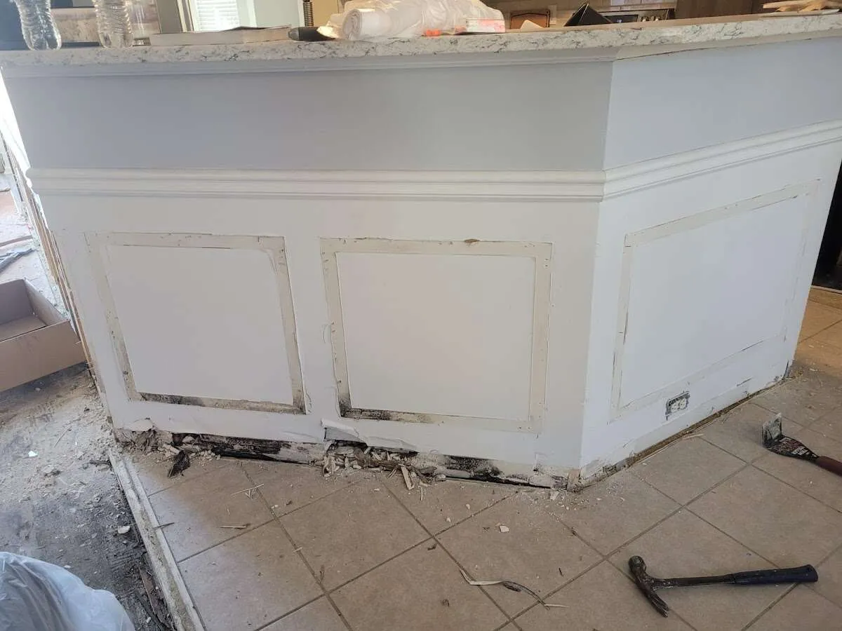 Water damage and mold on kitchen during Storm Damage Restoration in Lexington